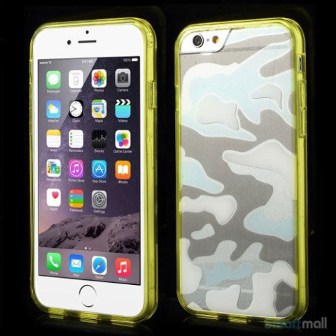 Camouflage-moennstret-cover-til-iPhone-6,-semitransparent-gul