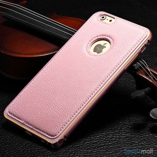 Luksuriøst bag-cover til iPhone6 med metalkant-pink