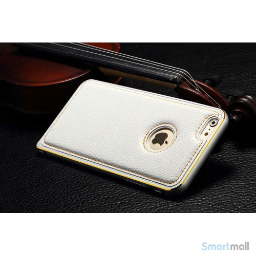 Luksus-bag-cover-til-iPhone-6,-syet-laeder-hvid-bagsiden2