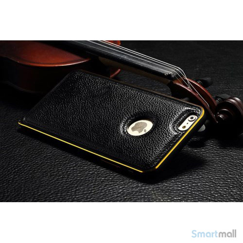 Luksus-bag-cover-til-iPhone-6,-syet-laeder-med-metalkanter-BAG2
