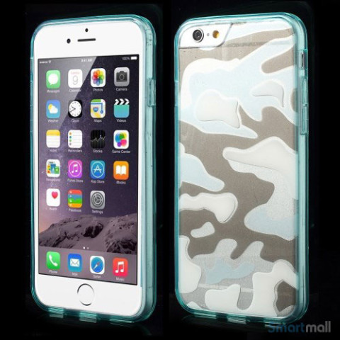Semitransparent-cover-til-iPhone-6-med-spaendende-3D-camouflage-moennster-cyan