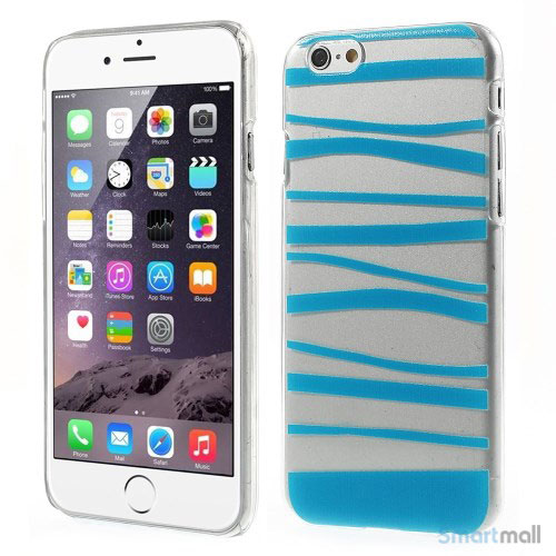 Cover til iPhone 6 med dekorative irregulaere striber - Blaa