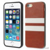 Crazy Horse cover med læderbagside til iPhone 5 og 5s – Brun