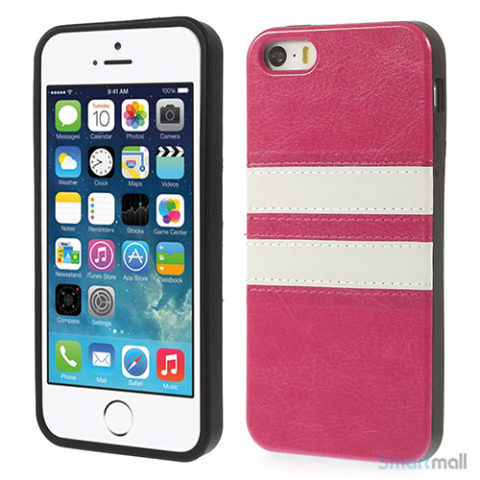 Crazy Horse cover med læderbagside til iPhone 5 og 5s – Rose
