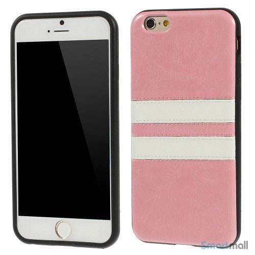 Elegant bag-cover til iPhone 6 i laeder og TPU-plast - Pink