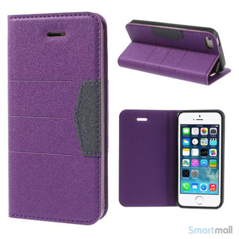 Elegant magnetisk flipcover til iPhone 5 og 5s - Lilla