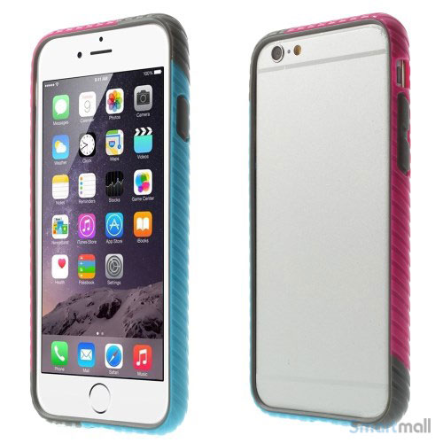 Enkel bumper til iPhone 6 med dekorativt og praktisk twill-moenster - Rose - Blaa