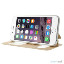 Flipcover i laeder til iPhone 6, med mange funktioner - Guld2