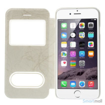 Flipcover i laeder til iPhone 6, med mange funktioner - Hvid5