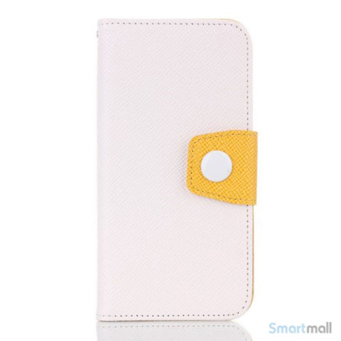 Ioejnefaldende laeder-pung til iPhone 6 med ekstra lommer - Gul - Hvid