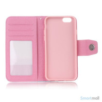 Ioejnefaldende laeder-pung til iPhone 6 med ekstra lommer - Hvid - Pink4