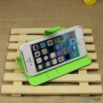 Klassisk laederpung til iPhone 5 - 5s, med standfunktion - Groen4