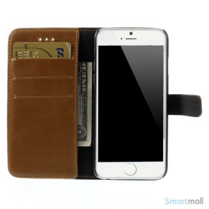 Klassisk laederpung til iPhone 6 med plads til tre kreditkort - Brun6