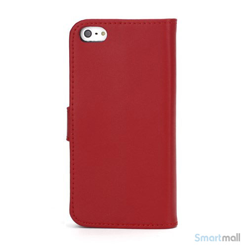 Klassisk pung i ægte læder til iPhone 5 og 5s - Rød