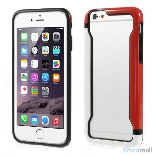 Laekker bumper til iPhone 6, udfoert i hybrid-plast - Hvid -Roed