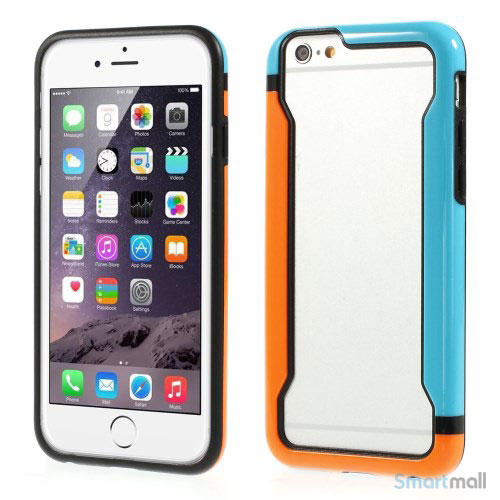 Laekker bumper til iPhone 6, udfoert i hybrid-plast - Orange - Blaa