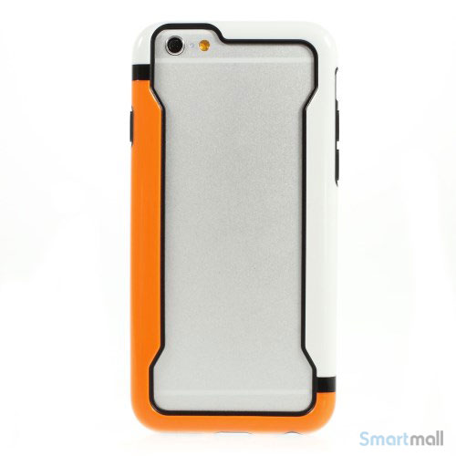 Laekker bumper til iPhone 6, udfoert i hybrid-plast - Orange - Hvid2