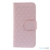 Lækker feminin iPhone 6/6S pung i tykt læder med rhombe-syninger - Pink