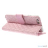 Laekker feminin iPhone 6 pung i tykt laeder med rhombe-syninger - Pink4