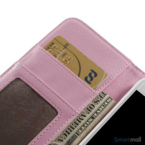 Laekker feminin iPhone 6 pung i tykt laeder med rhombe-syninger - Pink6
