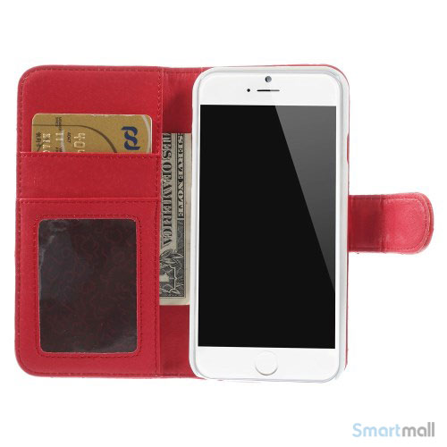Laekker feminin iPhone 6 pung i tykt laeder med rhombe-syninger - Roed5