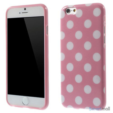 Polkaprikket cover til iPhone 6 i laekker bloed TPU-plast - Hvid - Pink