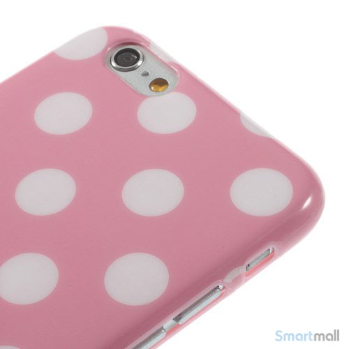 Polkaprikket cover til iPhone 6 i laekker bloed TPU-plast - Hvid - Pink5