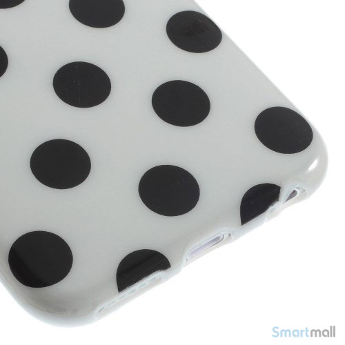 Polkaprikket cover til iPhone 6 i laekker bloed TPU-plast - Hvid - Sort6