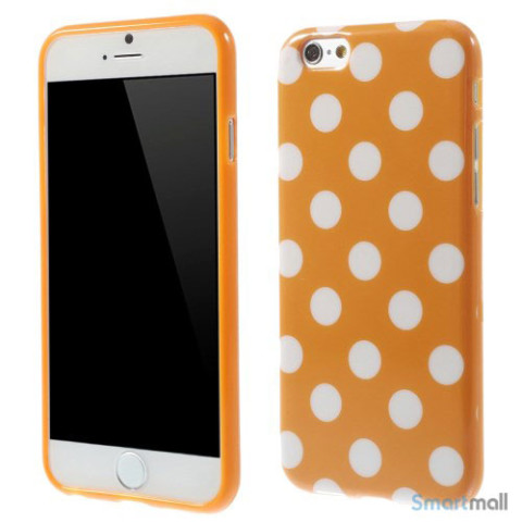 Polkaprikket cover til iPhone 6 i laekker bloed TPU-plast - Orange