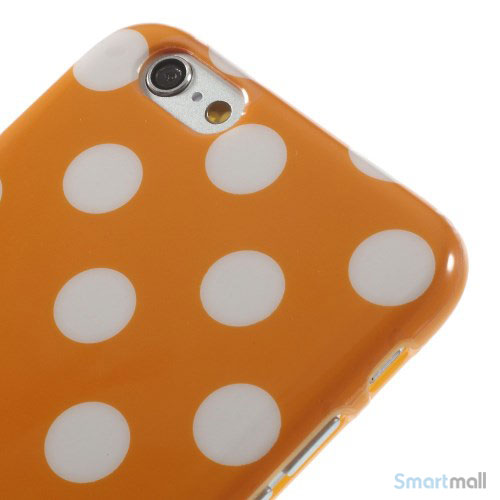 Polkaprikket cover til iPhone 6 i laekker bloed TPU-plast - Orange5