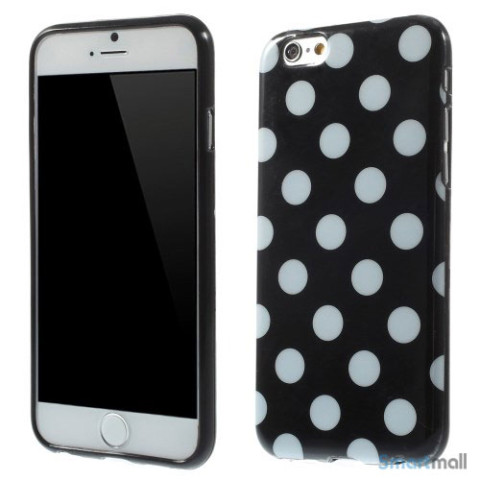 Polkaprikket cover til iPhone 6 i laekker bloed TPU-plast - Sort - Hvid