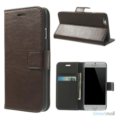 Robust iPhone 6 laederpung med kreditkortholder og lomme - Brun2