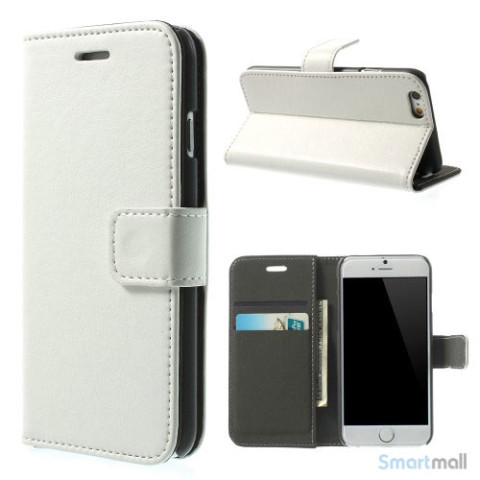 Robust iPhone 6 laederpung med kreditkortholder og lomme - Hvid2