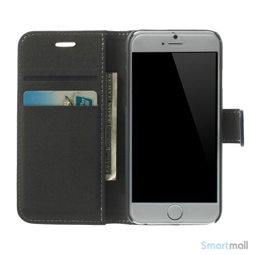 Robust iPhone 6 laederpung med kreditkortholder og lomme - Moerkeblaa