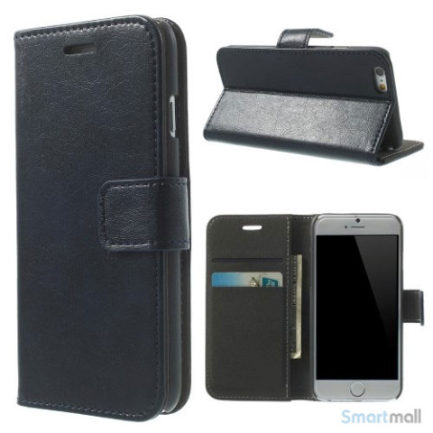 Robust iPhone 6 laederpung med kreditkortholder og lomme - Moerkeblaa2