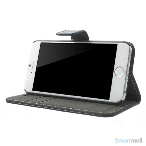 Robust iPhone 6 laederpung med kreditkortholder og lomme - Moerkeblaa3