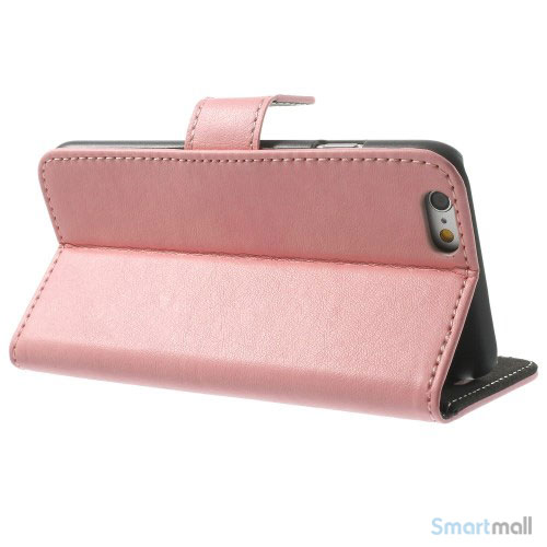 Robust iPhone 6 laederpung med kreditkortholder og lomme - Pink3