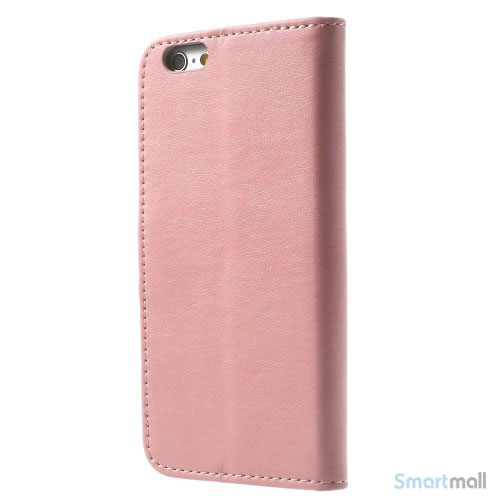 Robust iPhone 6 laederpung med kreditkortholder og lomme - Pink5