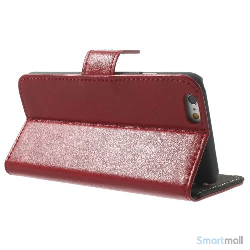 Robust iPhone 6 laederpung med kreditkortholder og lomme - Roed4