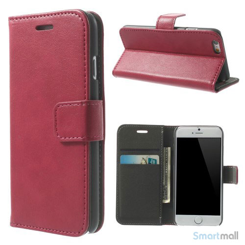 Robust iPhone 6 laederpung med kreditkortholder og lomme - Rose2