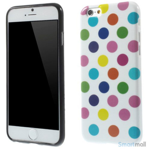 Sjovt polka-prikket cover til iPhone 6, udfoert i bloed TPU-plast - Farverige-Hvid