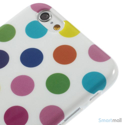 Sjovt polka-prikket cover til iPhone 6, udfoert i bloed TPU-plast - Farverige-Hvid5