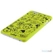 Soedt cover til iPhone 6, dekoreret med smaa cartoons - Gul-Groen3