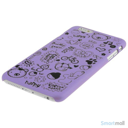 Soedt cover til iPhone 6, dekoreret med smaa cartoons - Lilla3
