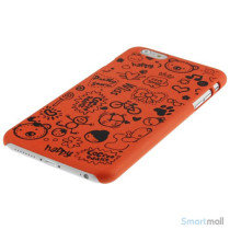 Soedt cover til iPhone 6, dekoreret med smaa cartoons - Orange3