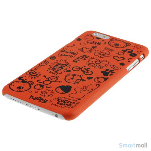 Soedt cover til iPhone 6, dekoreret med smaa cartoons - Orange3