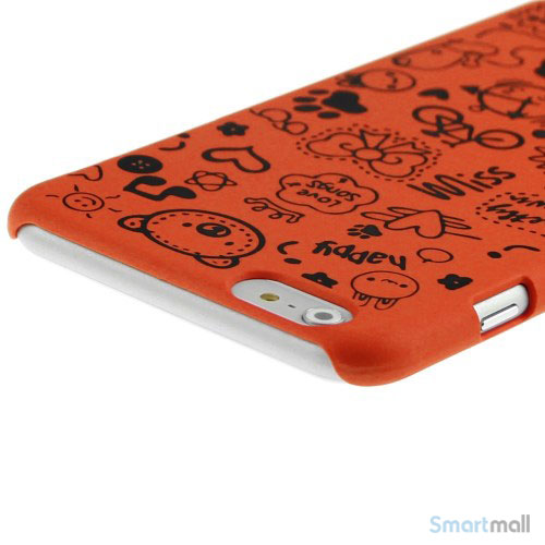 Soedt cover til iPhone 6, dekoreret med smaa cartoons - Orange4