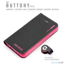 Stilfuld iPhone 6 flip-cover med stand-funktion, i PU-laeder - Rose4