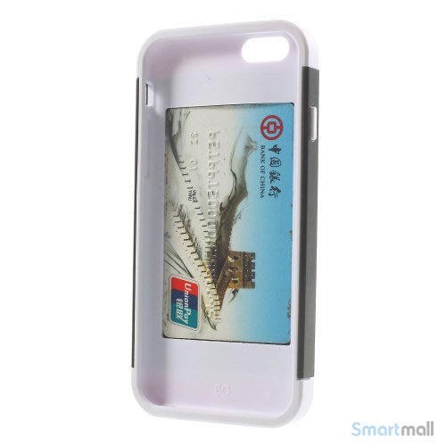 To-farvet iPhone 6 cover med indbygget kortholder - Hvid -Sort6
