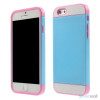 To-farvet iPhone 6 cover med indbygget kortholder - Pink -Moerk Blaa